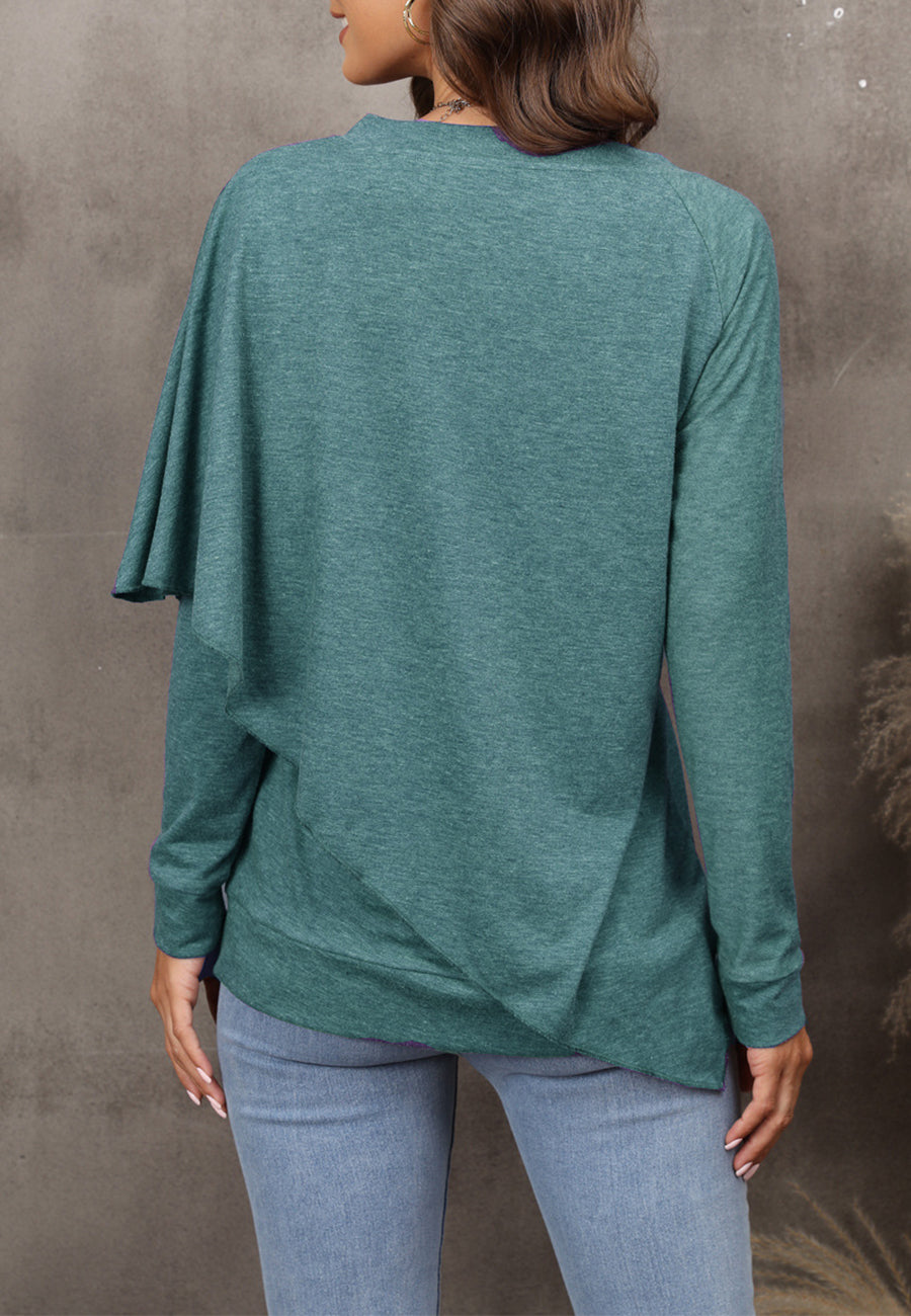 V Neck Asymmetrical Overlap Sweater