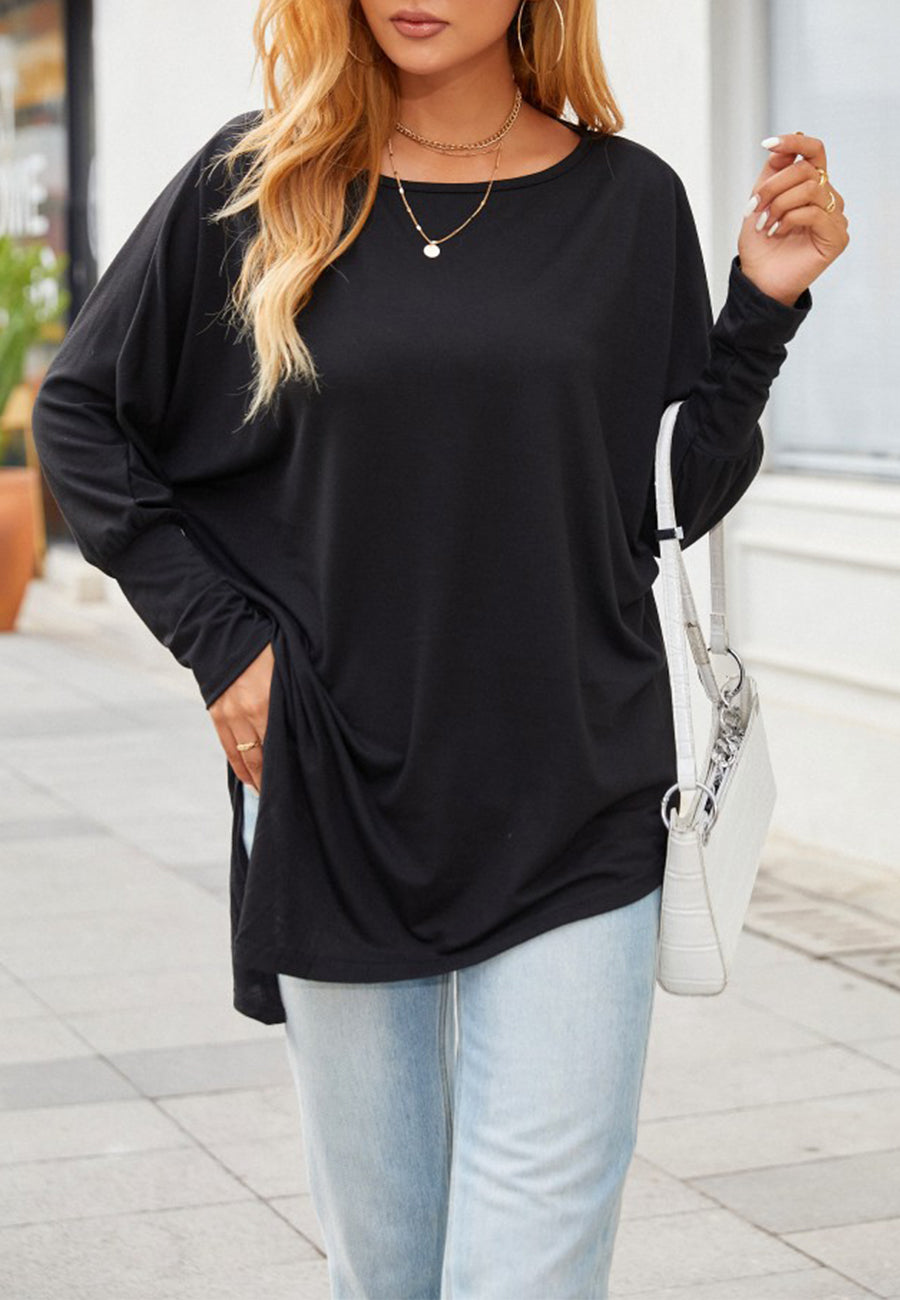 Asymmetrical Hem Side Slit Top