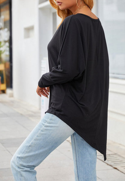 Asymmetrical Hem Side Slit Top