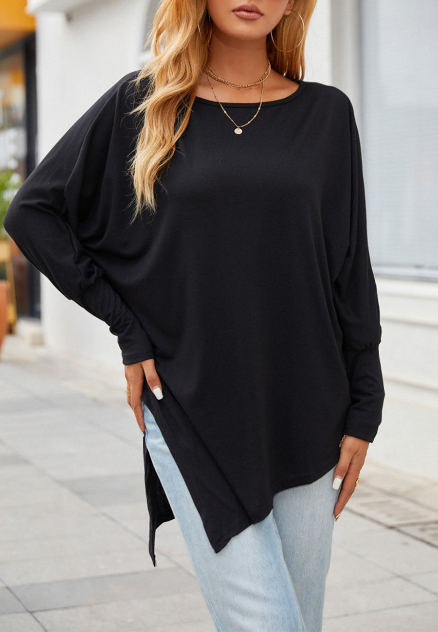 Asymmetrical Hem Side Slit Top