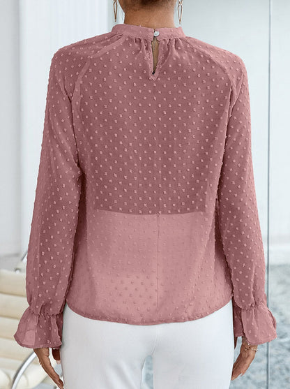 High Neck Swiss Dot Blouse