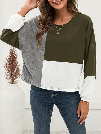 Geometric Color Block Basic Sweater