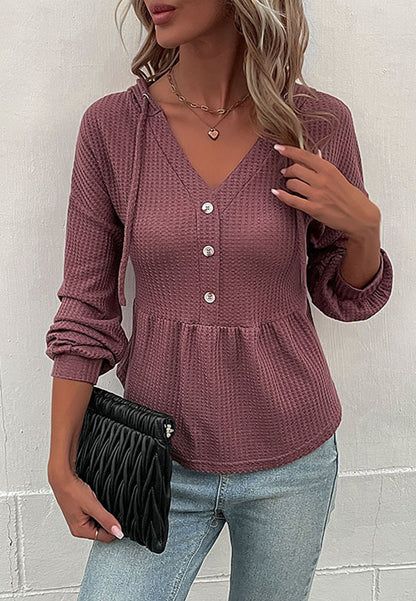 Hooded Peplum Knit Sweater