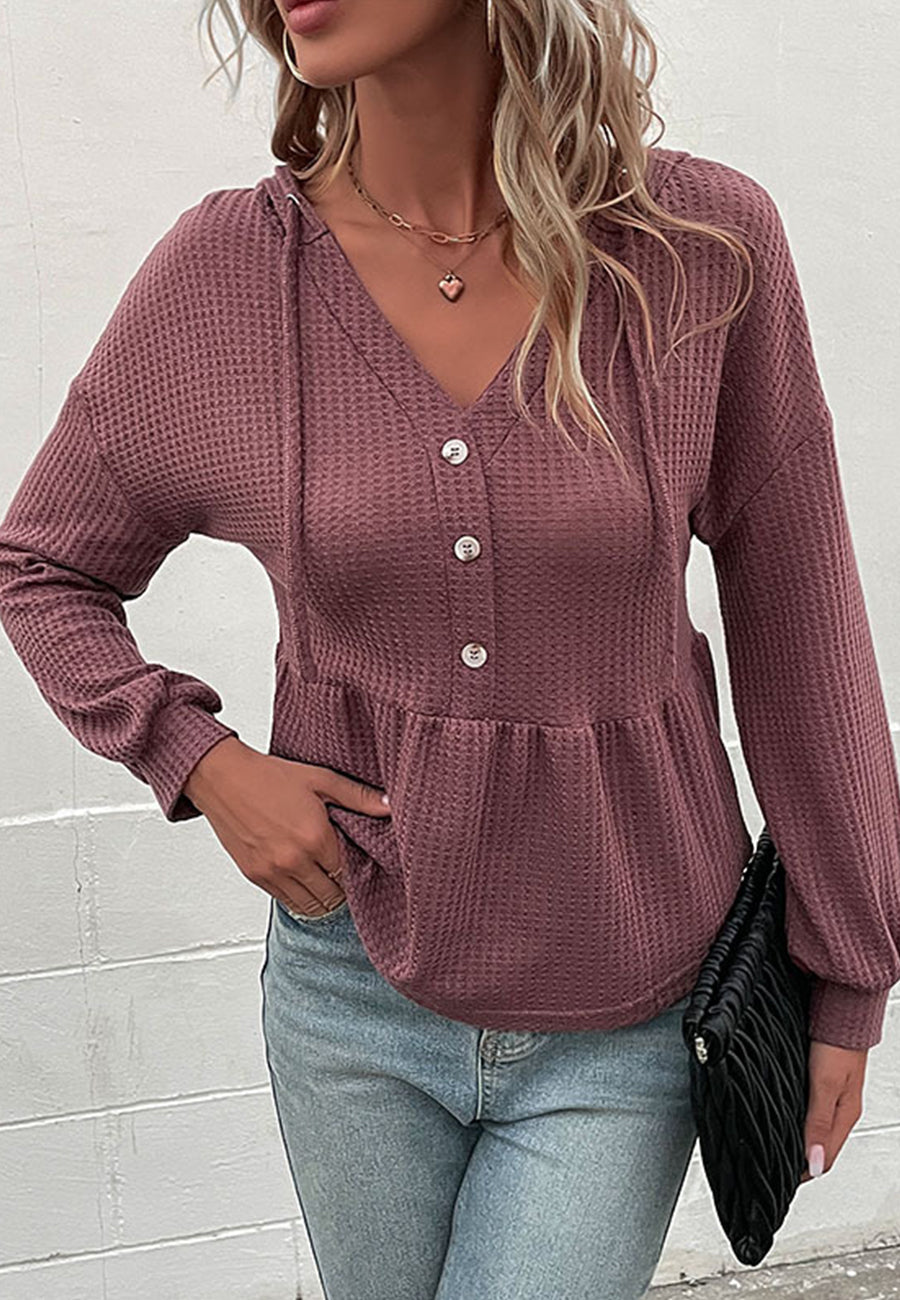 Hooded Peplum Knit Sweater