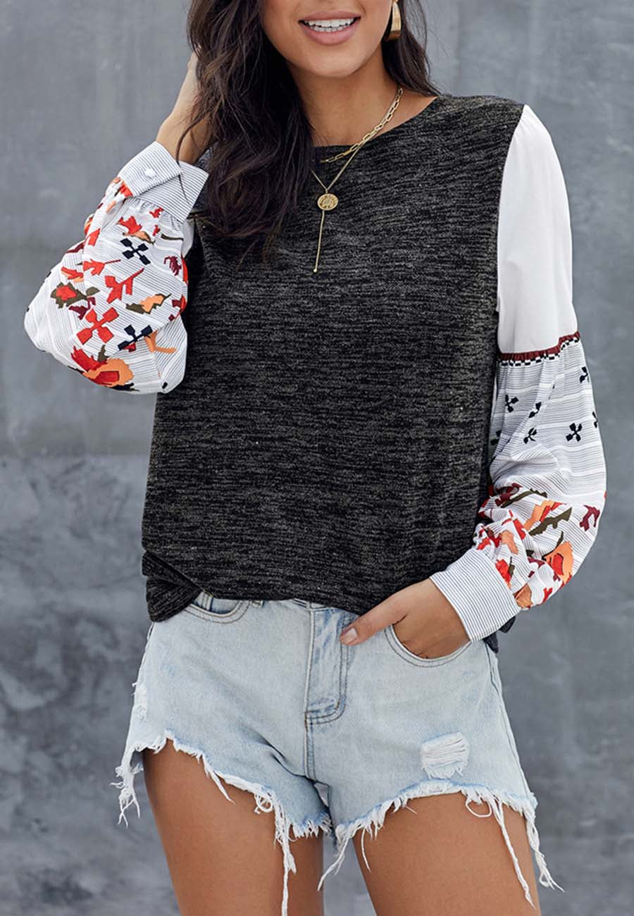 Color Block Mixed Print Sweater