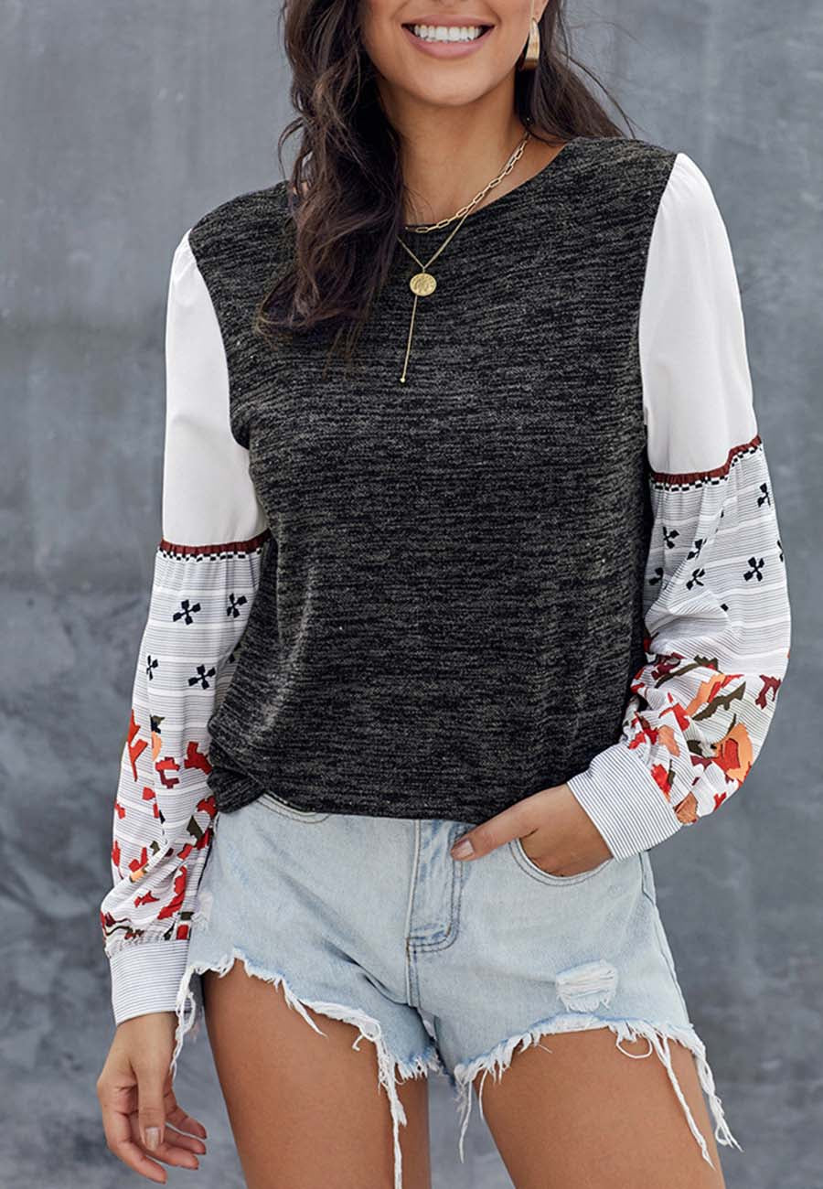 Color Block Mixed Print Sweater