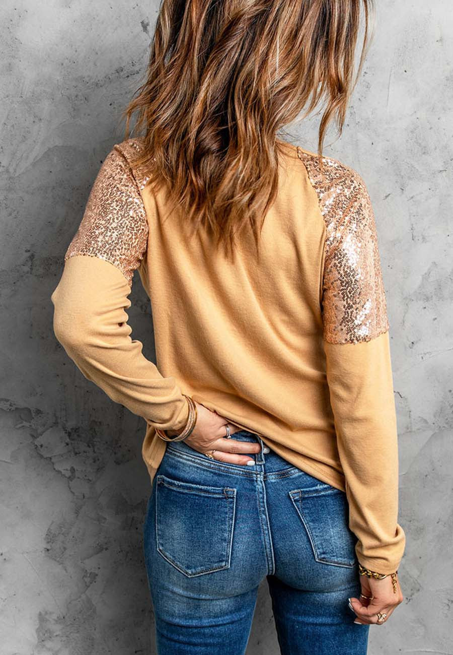 Sequin Shoulder Raglan Sleeve Sweatshirt