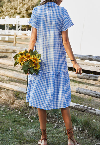 Collared Button Down Gingham Dress