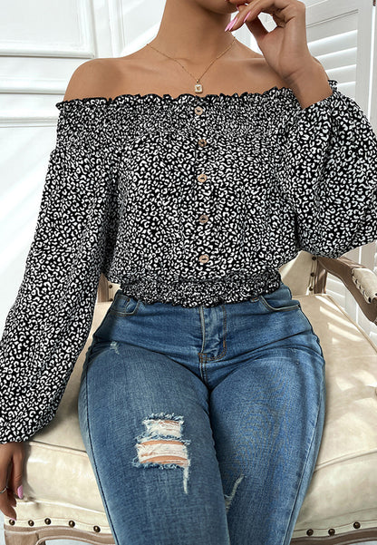 Off-Shoulder Leopard Print Top