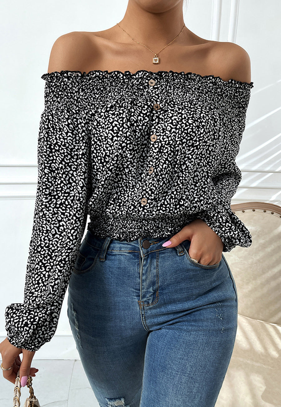 Off-Shoulder Leopard Print Top