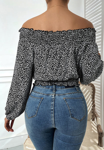 Off-Shoulder Leopard Print Top