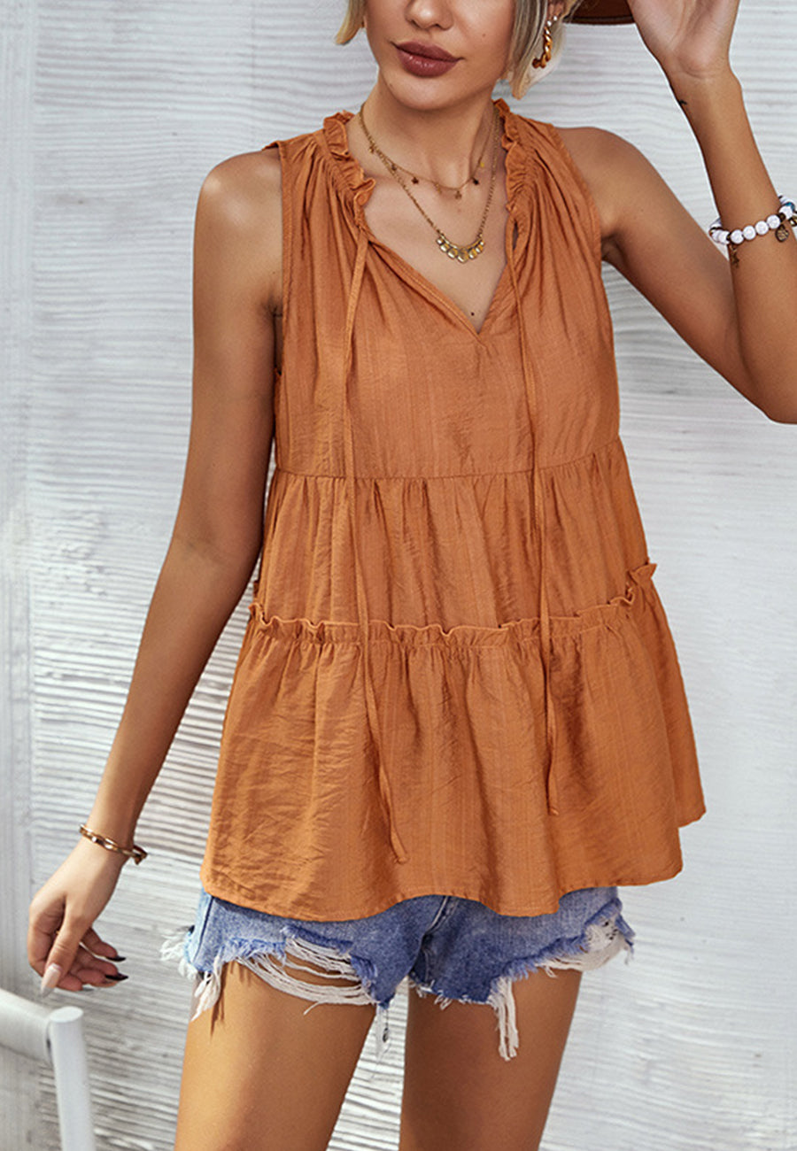 Solid Color Tiered Summer Top