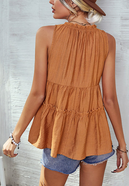 Solid Color Tiered Summer Top