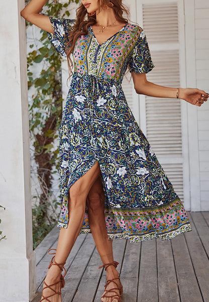 Paisley Tie Waist Dress