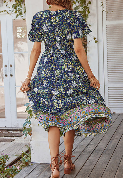 Paisley Tie Waist Dress