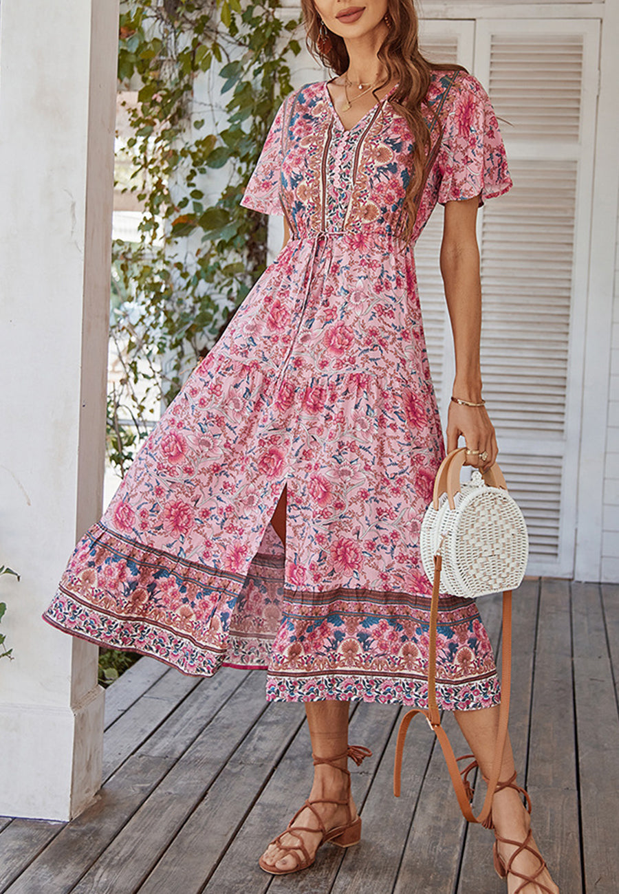 Paisley Tie Waist Dress