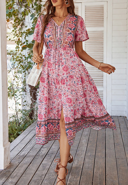 Paisley Tie Waist Dress