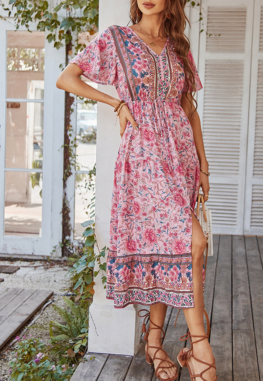 Paisley Tie Waist Dress