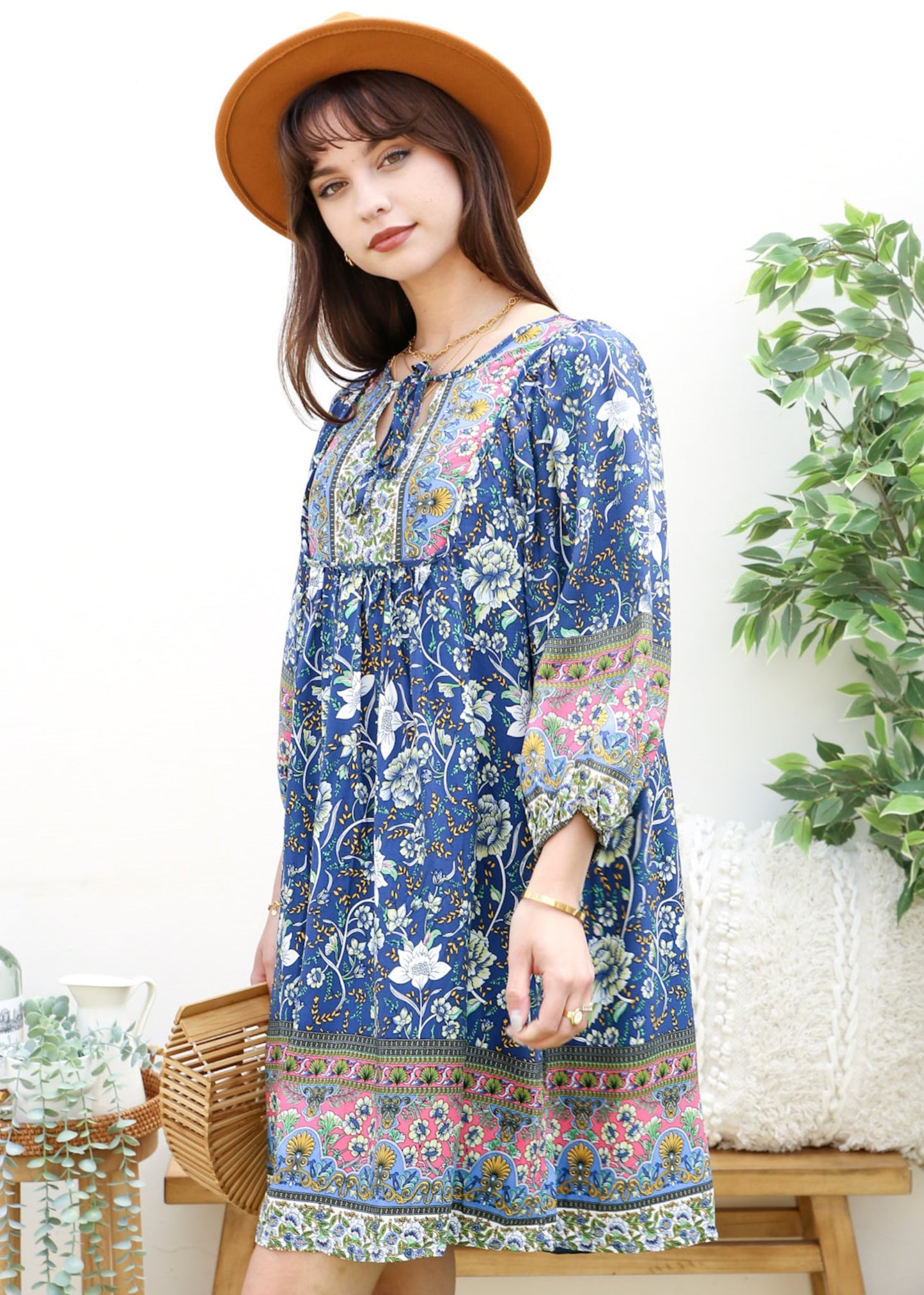 Tie Neck Bohemian Dress