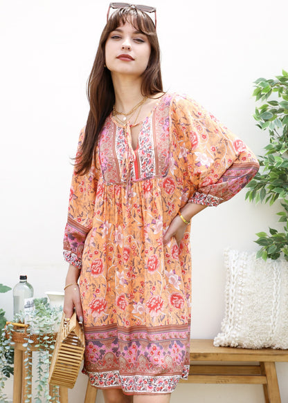 Tie Neck Bohemian Dress