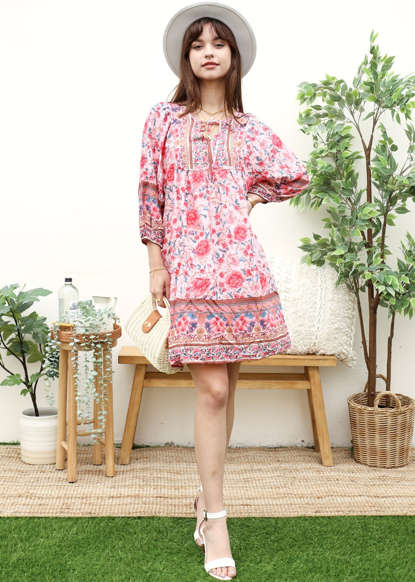 Tie Neck Bohemian Dress