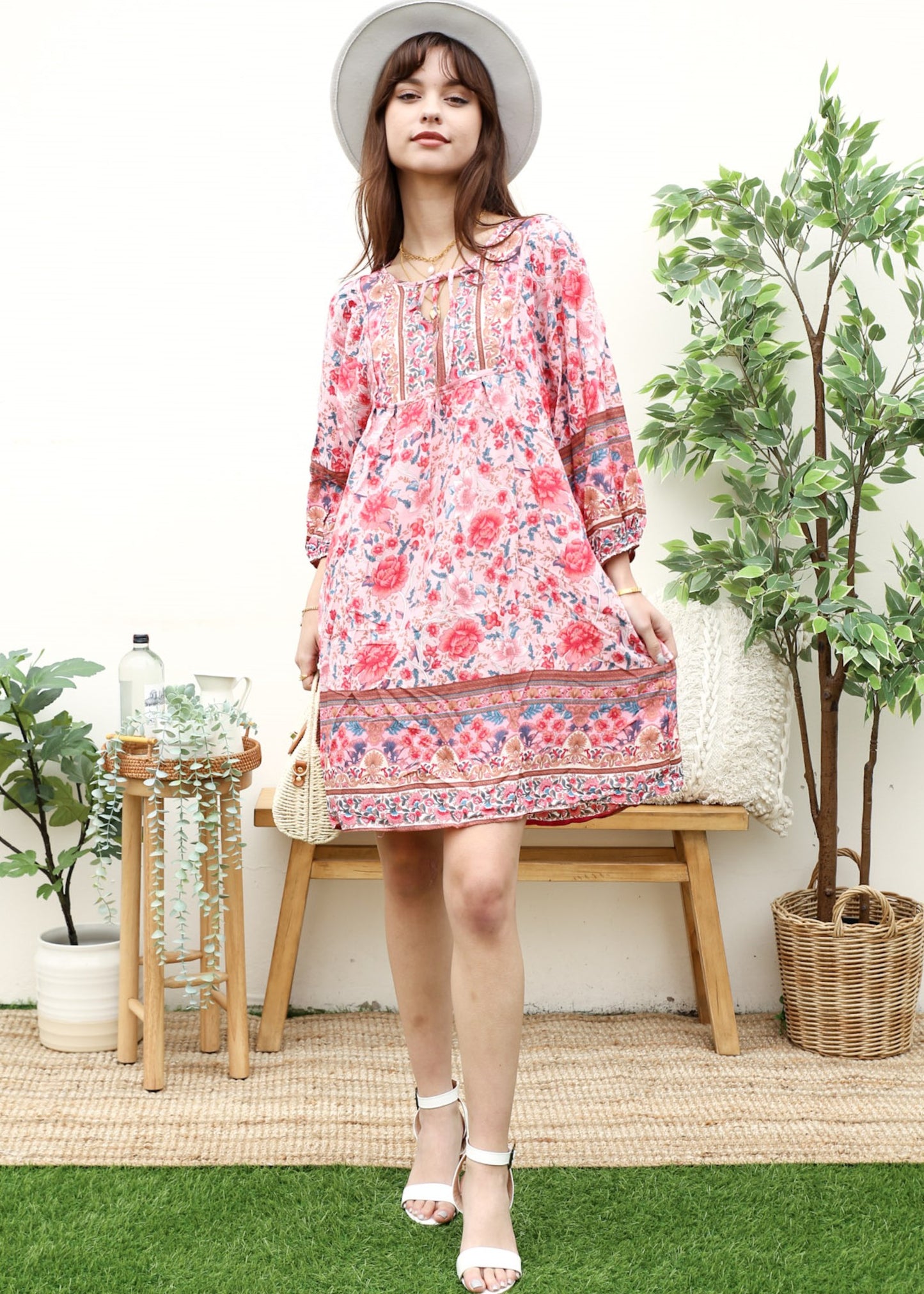 Tie Neck Bohemian Dress