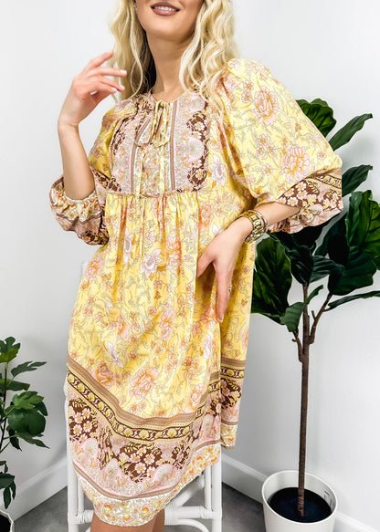 Tie Neck Bohemian Dress