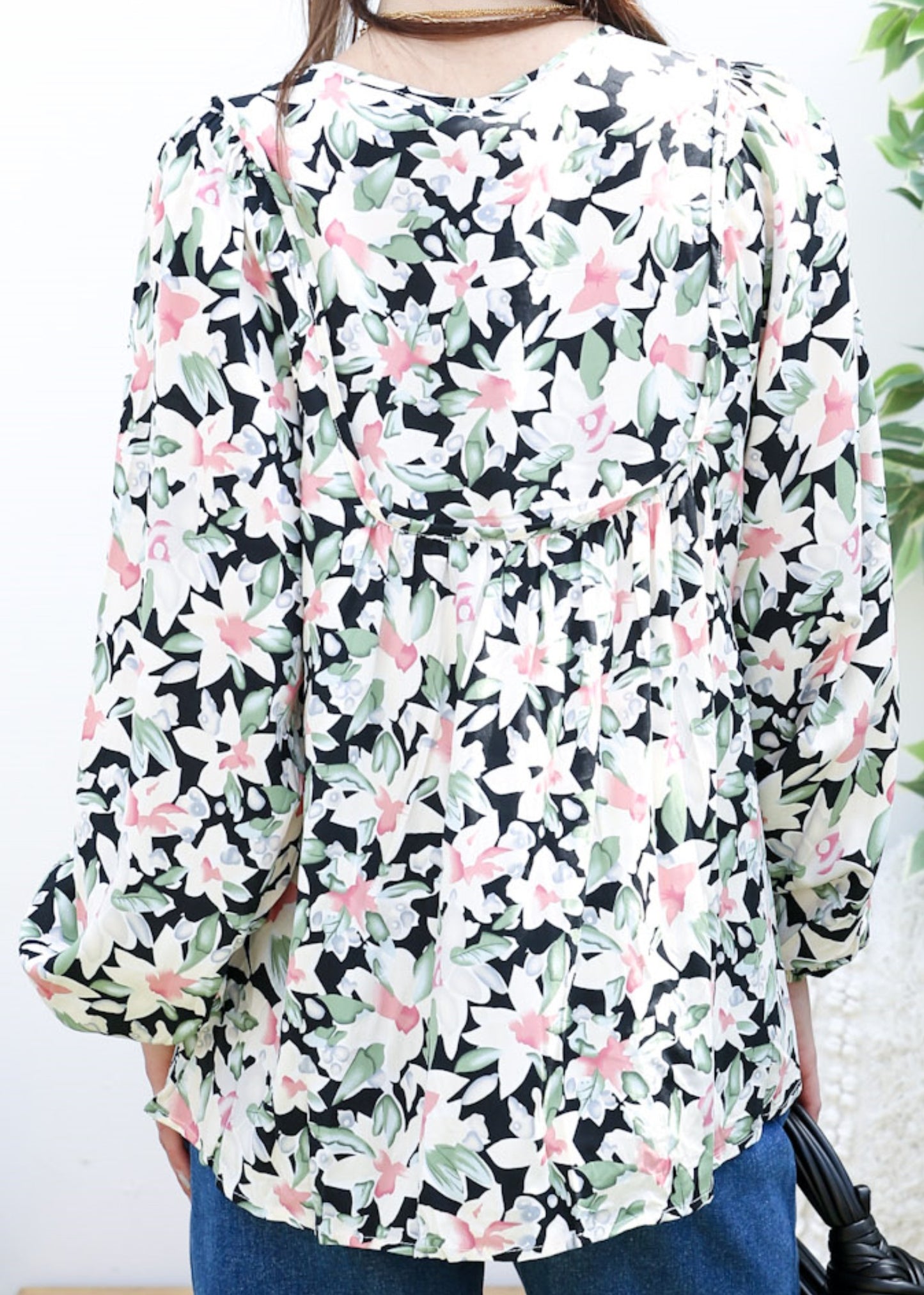 Double Tie Front Floral Blouse