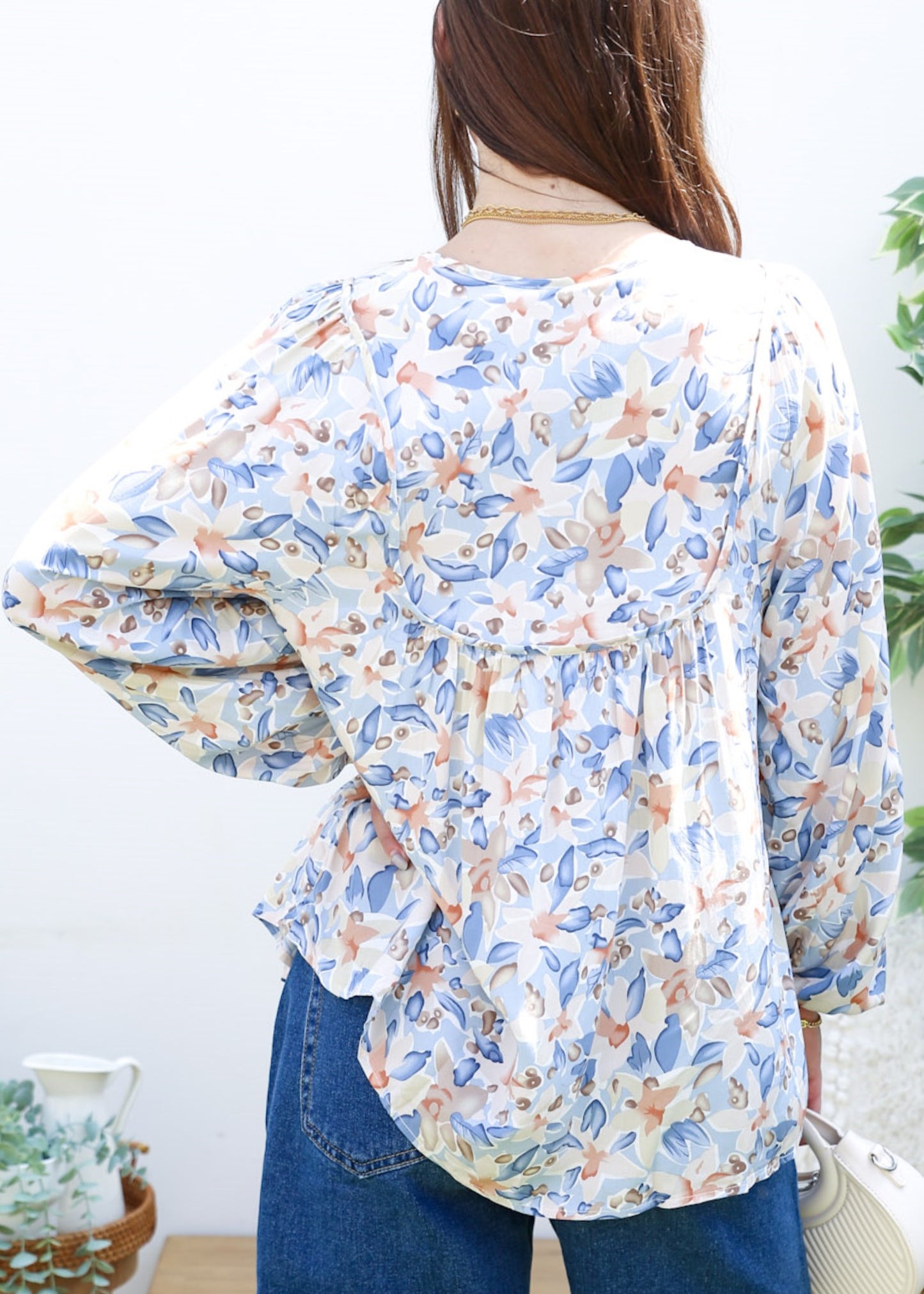 Double Tie Front Floral Blouse