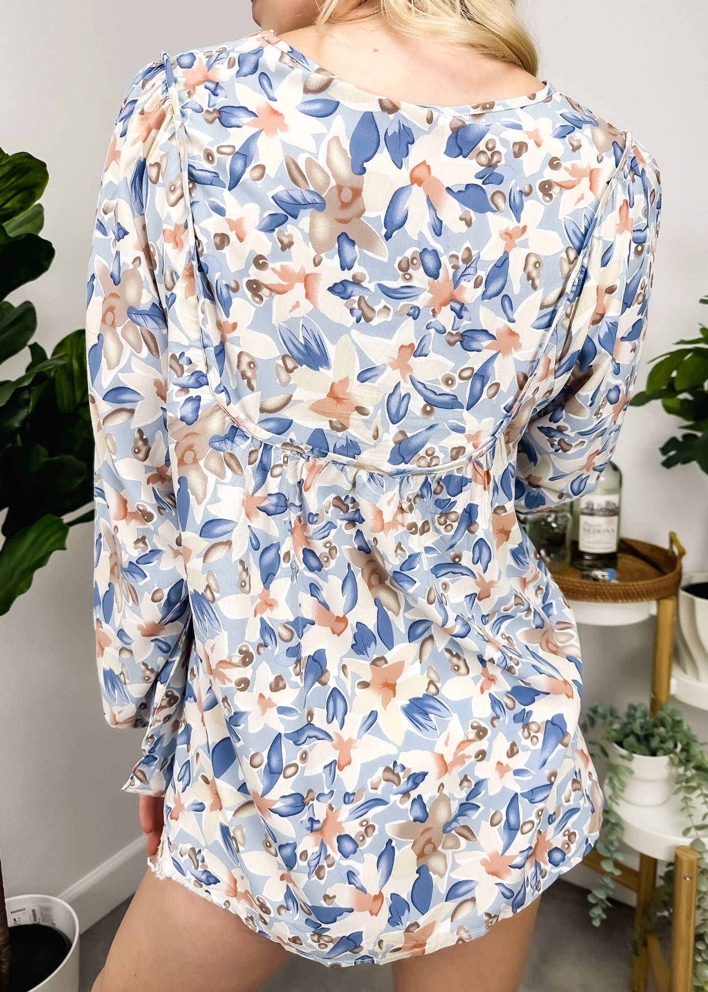 Double Tie Front Floral Blouse