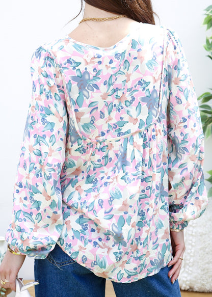 Double Tie Front Floral Blouse