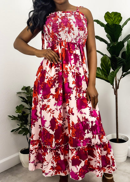 Tie Shoulder Floral Summer Dress