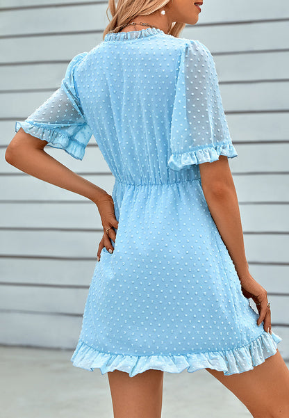 Ruffle Detail Swiss Dot Dress