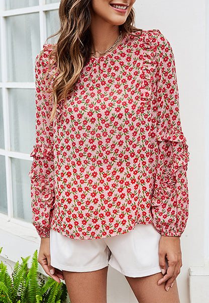 Floral Ruffle Long Sleeve Blouse