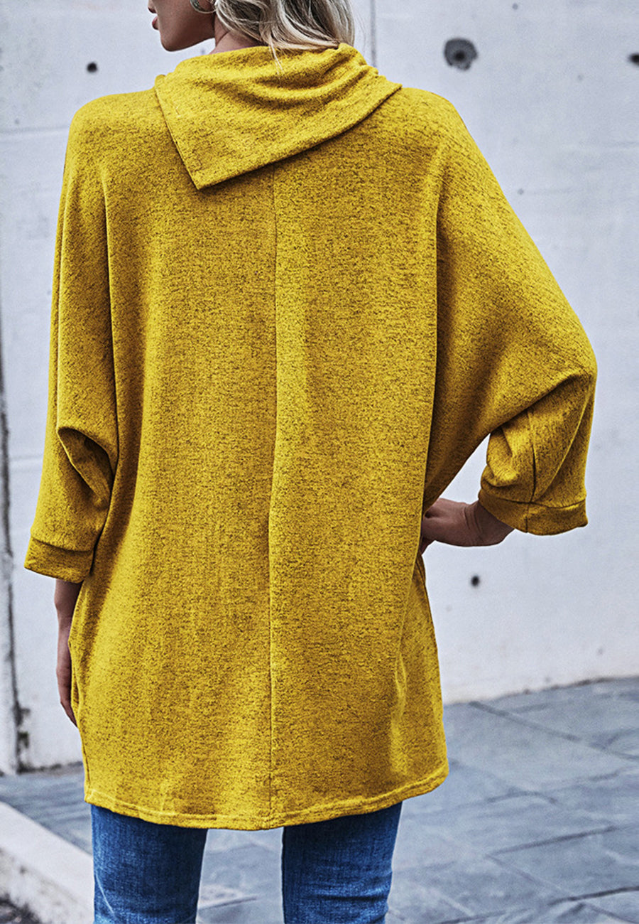 Asymmetric Button Neck Sweater