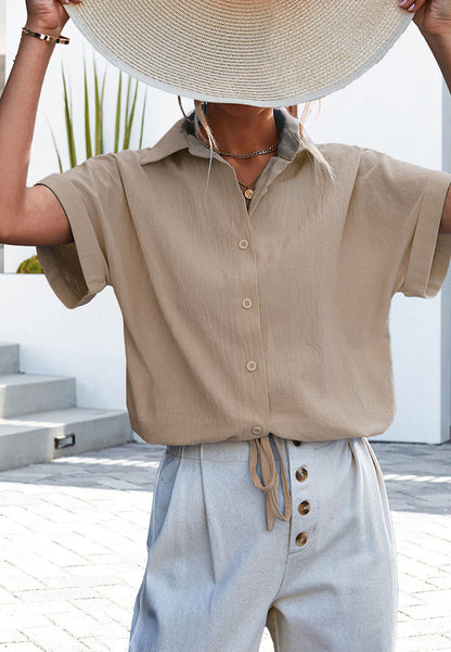 Button Down Drawstring Shirt