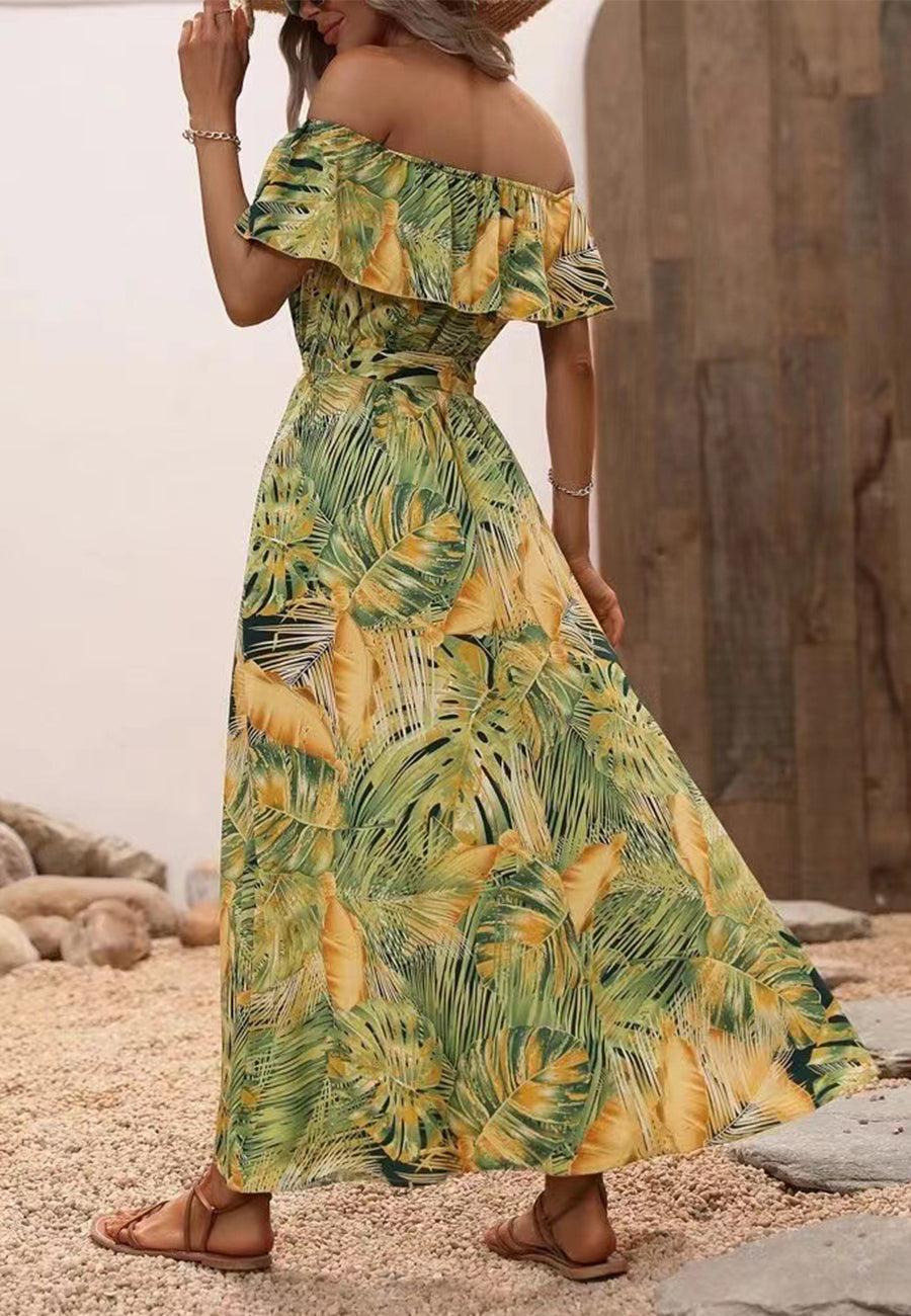 Off the shoulder tropical maxi dress hotsell