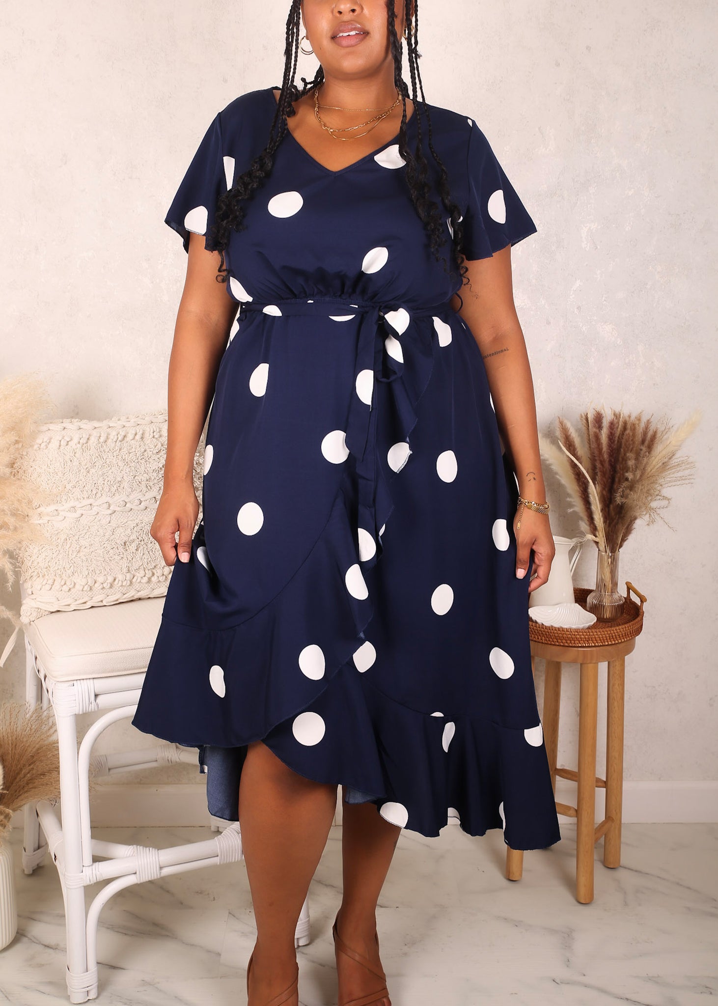 Plus size shops ruffle hem dress