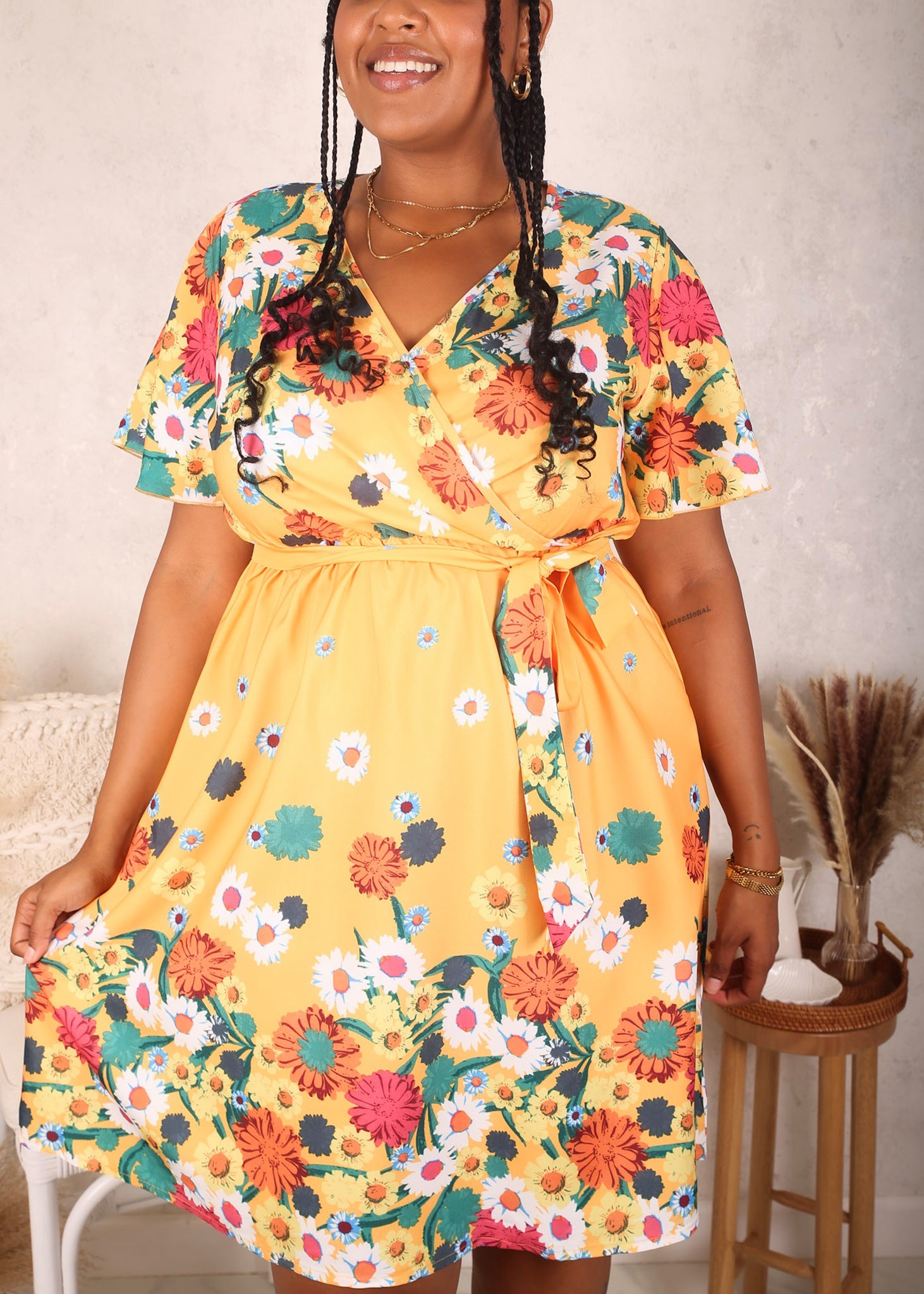 Surplice floral outlet dress