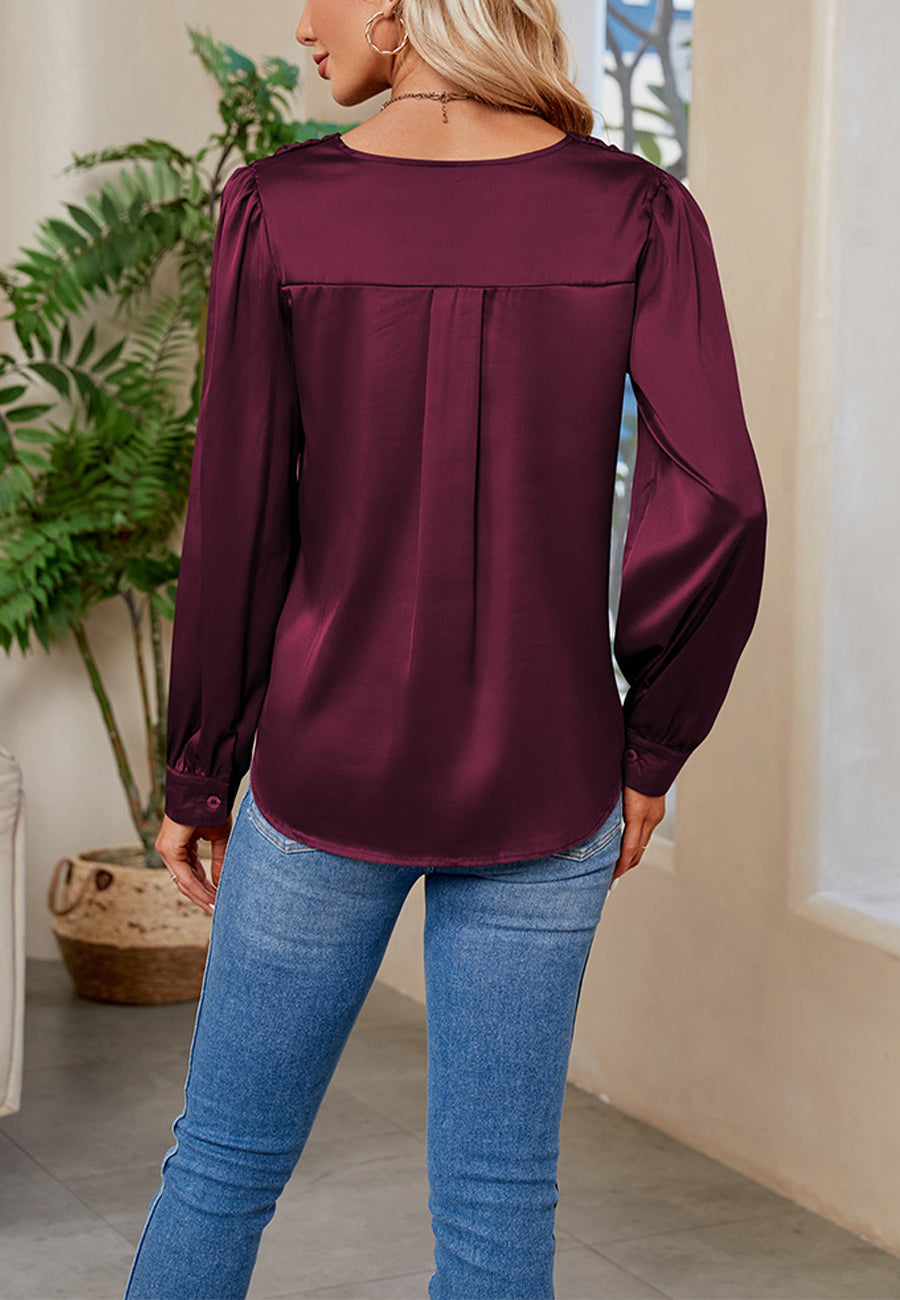 Pleated Detail Satin Blouse