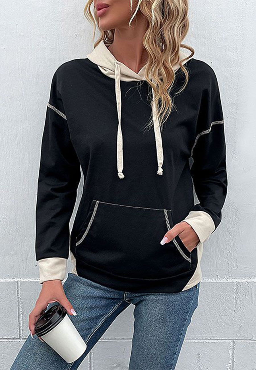 Two tone cold online shoulder hoodie