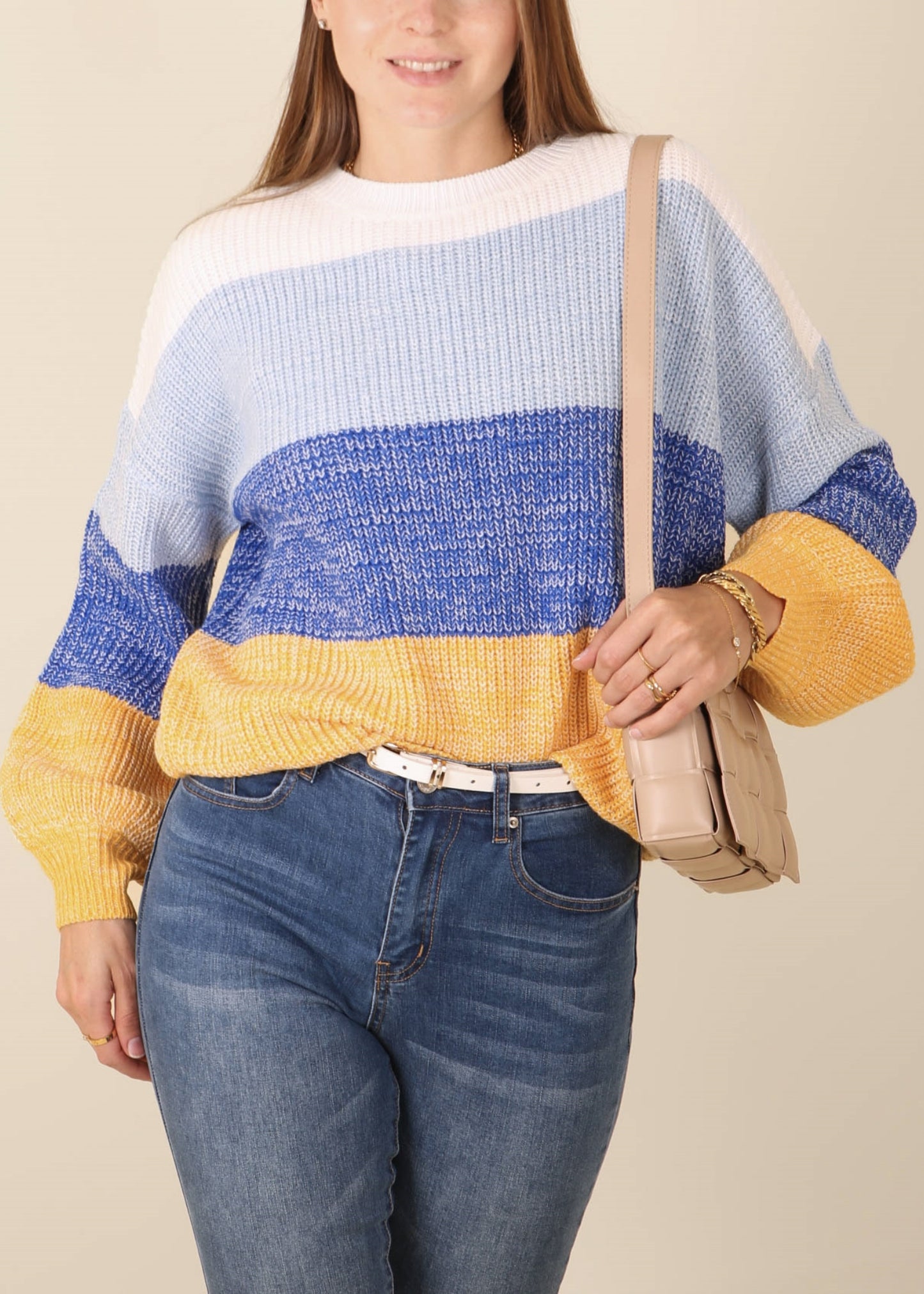 Multicolor Color Block Textured Sweater