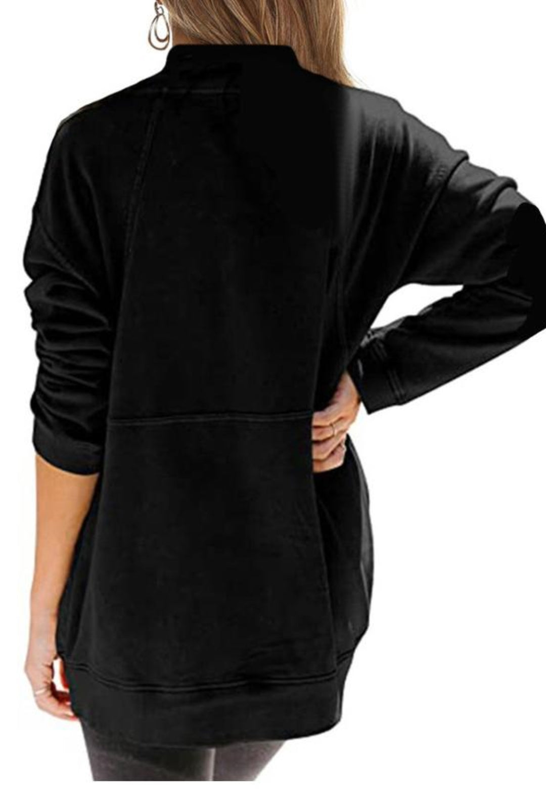 Women's Velvet Black Hoodie with Pockets