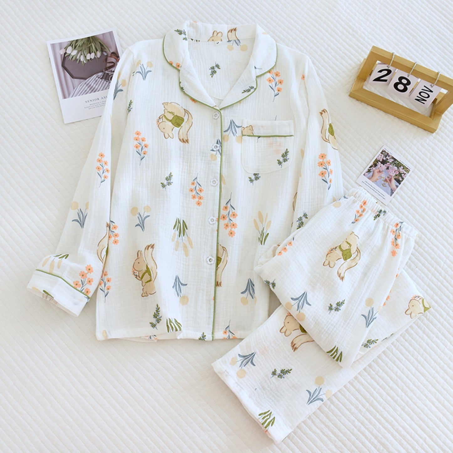 Floral and Squirrel Print Pajama Coordinates