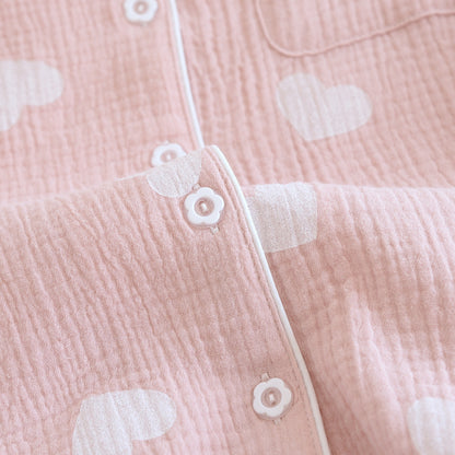 Pijama con estampado de corazones texturizados a juego