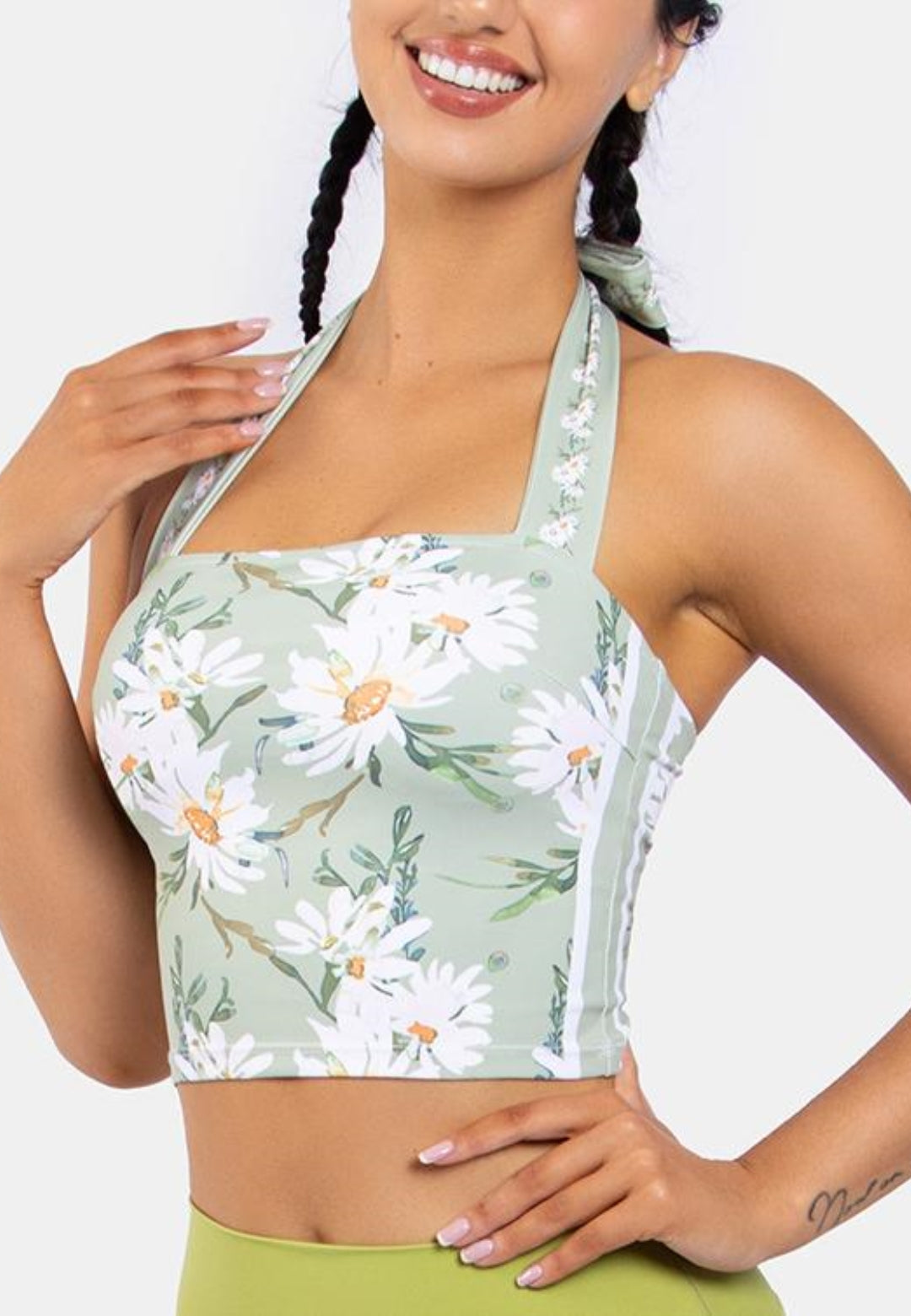 Tie Neck Floral Sports Top