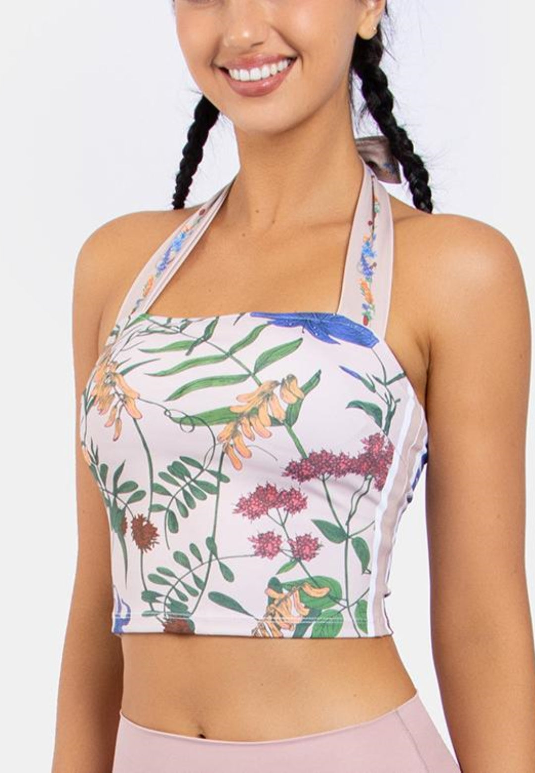 Tie Neck Floral Sports Top