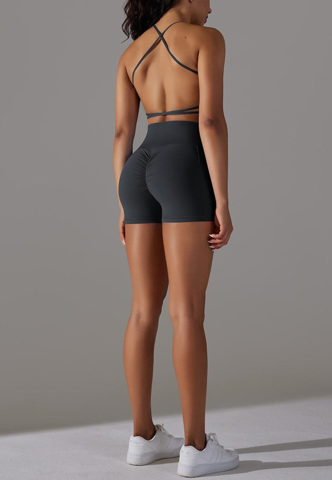 Solid Color Backless Activewear Set