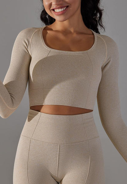 Square Neck Textured Sports Top