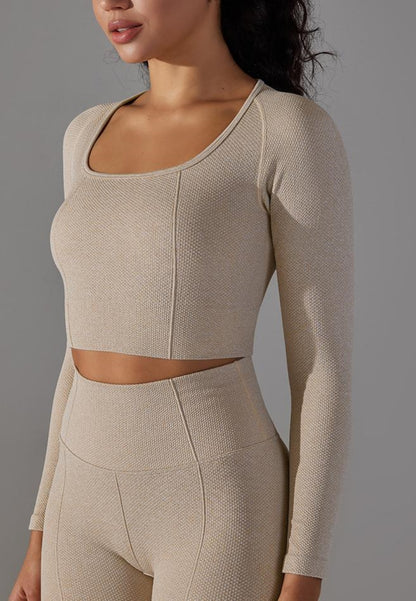 Square Neck Textured Sports Top